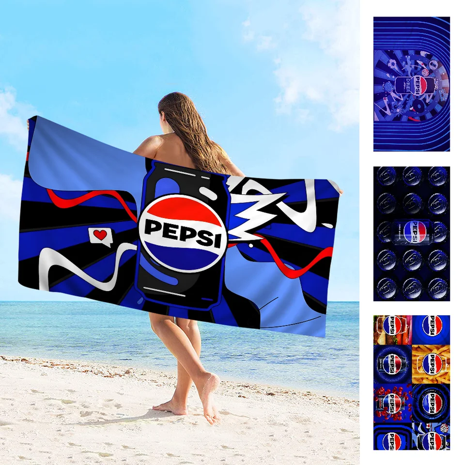 Módne umenie tlač p-pepsi c-c-cola logo Anime pláž plávanie uterák mäkký absorbent Washclot Darče