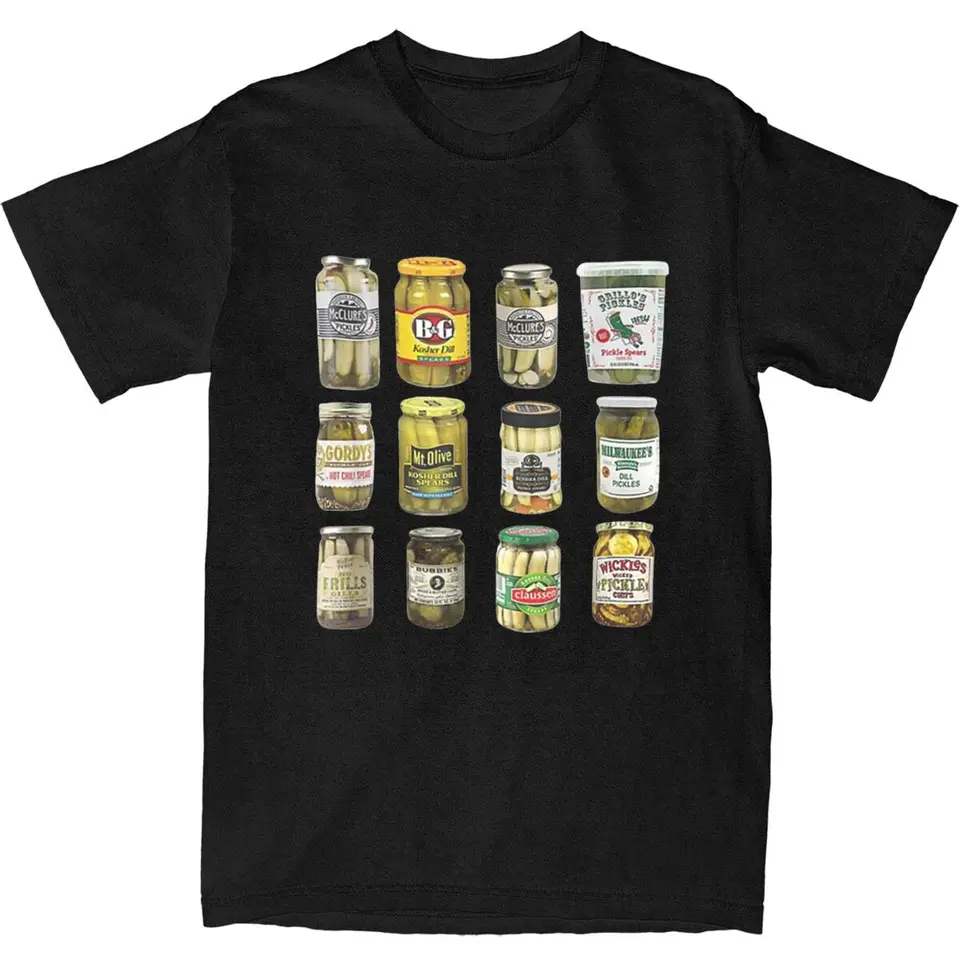 Módne vinobranie konzervované tričká pre mužov pre mužov Ženy 100% bavlnená zelená pickle jar milenka odpaliská košeľa darček