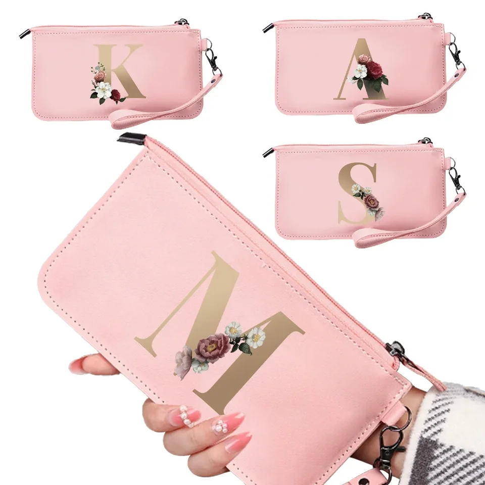 Módne zips peňaženky dámske kabelky kabelky kožené billfold peňaženky anti zlodej RFID Minimalistická peňaženka Zlatý list