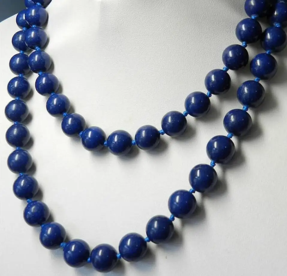 Módne šperky Doprava zdarma Nový 8 mm egyptský lapis lazuli tmavomodrý okrúhly guľôčkový drahokam náhrdelník 36 