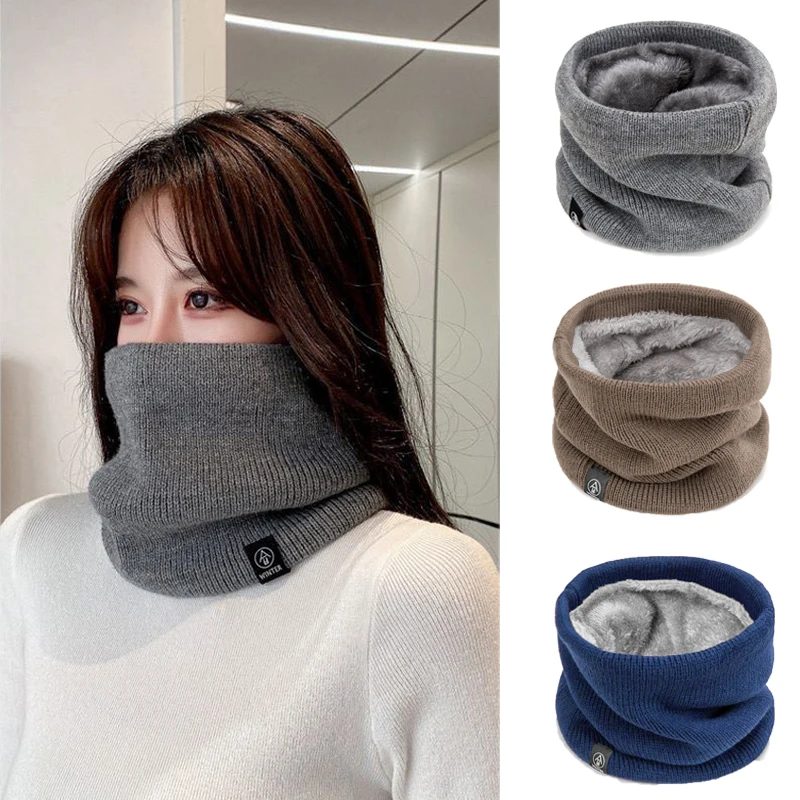 Módne ženy pletené šatky pevný cashmer ako zimné šatky snood lady teplá vlna kožušina hrubé unisex mužov krk šatky prsteň