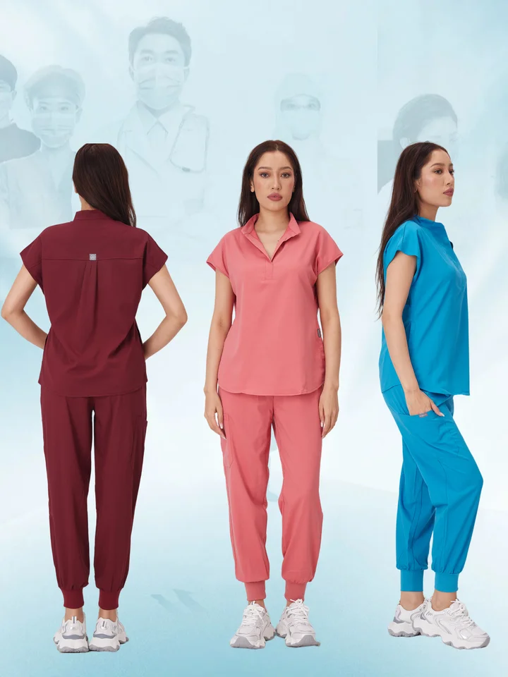 Módne ženy pracovné odevy Tops tops+nohavice Medical Uniform Chirurgy Scrubs košeľa s krátkym rukávom Pet s obchodom Doktorka sestra ošetrovateľstvo Uniforma