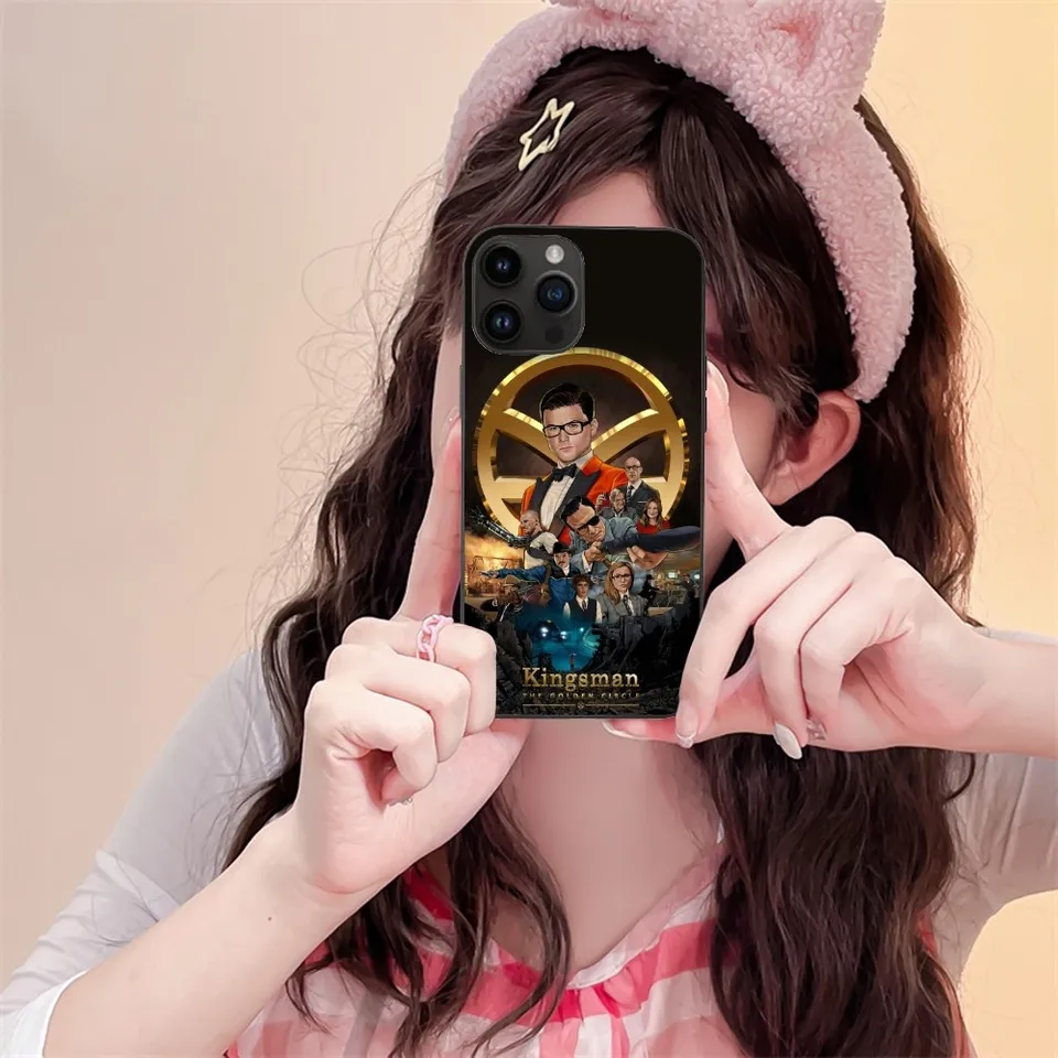 Módny Kingsman Mobilný mobilný telefón pre iPhone 15 14 13 12 11 x xr xs 8 7 Pro Max Plus Mini čierny mäkký telefón Funda
