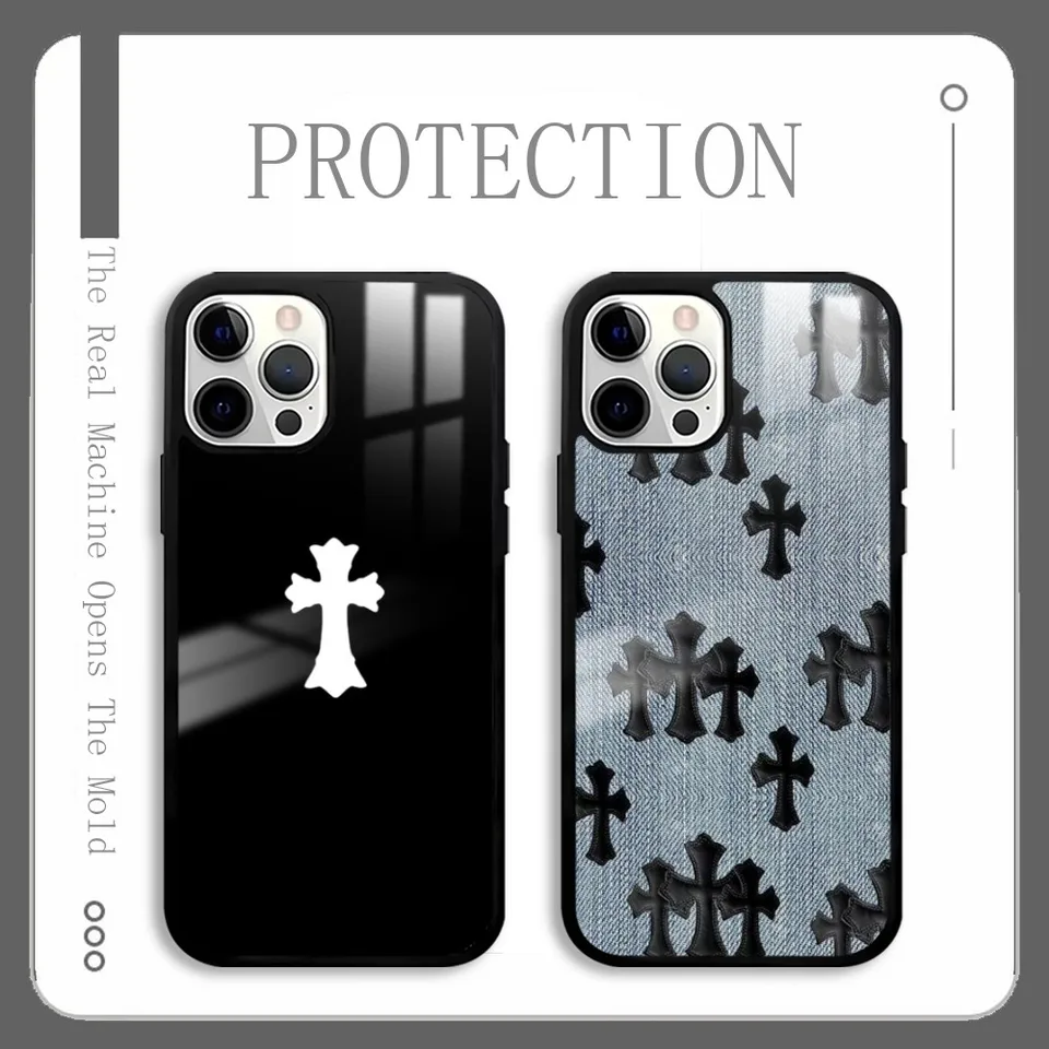 Módny kríž retro čierny cool telefónny puzdro pre iPhone 16 15 14 13 12 11 pro xs max mini plus celulares tvrdá fonda