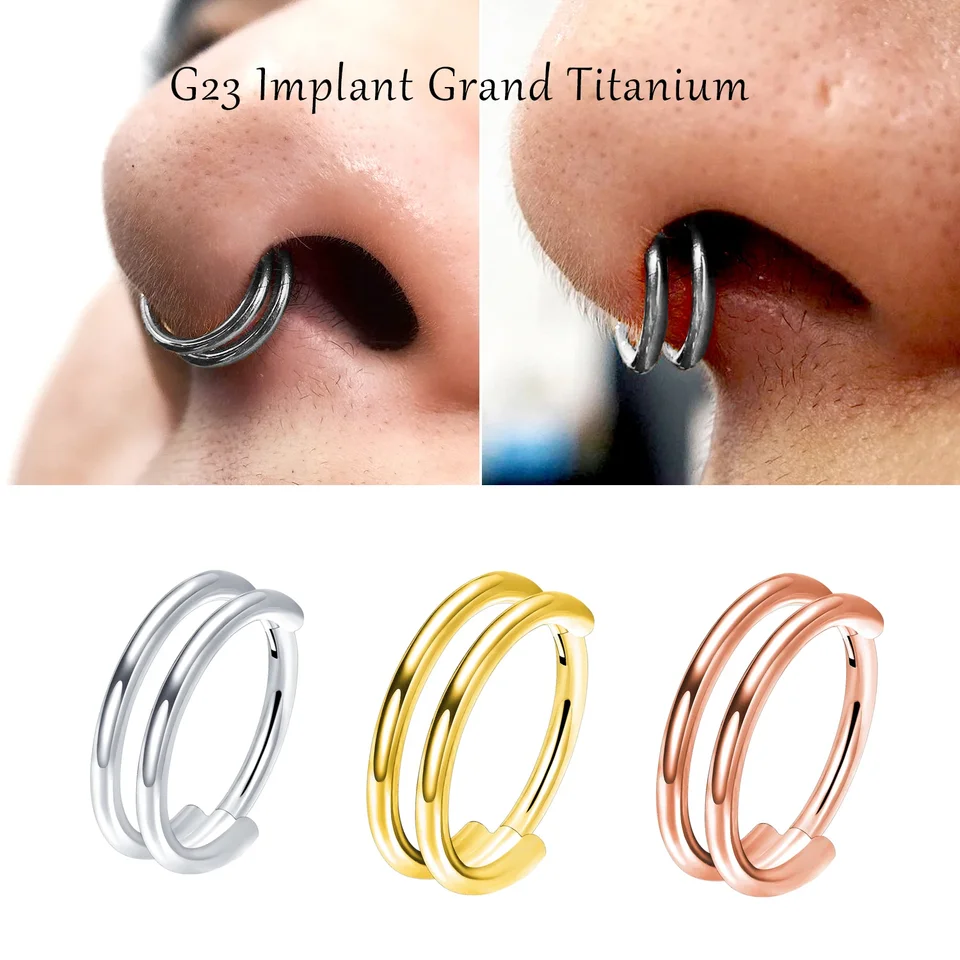 Módny titánový oceľový nosový prsteň kliknutia obruč Septum tragus