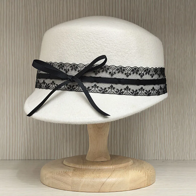 Módny vojenský štýl klobúk plochý klobúk pre ženy zimná čiapka čipka Ribbon bowknot Visor kadet čiapka Trendy Newsboy klobúk teplý klobúk