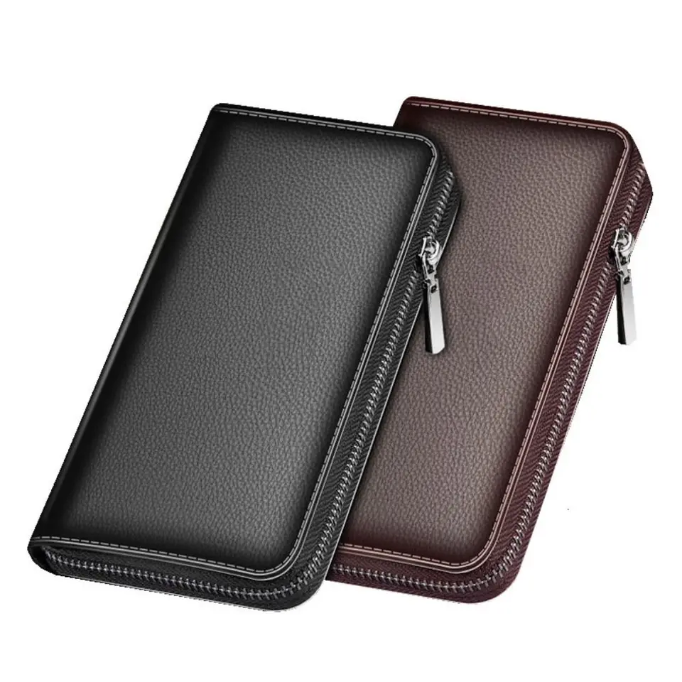 Módny zips dlhá peňaženka Luxusné pánske pánske veľkú kapacitu retro pu kožené karty taška s viacerými kartami na mince peňaženky peňaženky