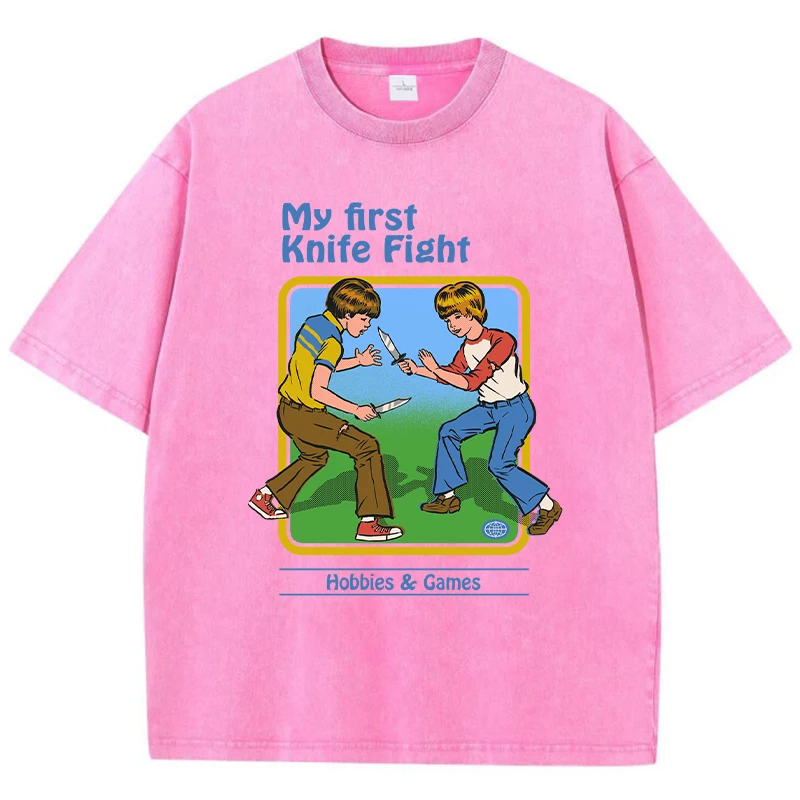 Môj prvý nôž bojovať s karikatúrou tlačenie ženské umývacie tričko módne tričko Tshirt Street Hip Hop Hop krátke rukávy letné voľné oblečenie