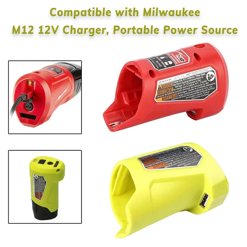 N12 Adaptér LI-Ion Battery Converter pre Milwaukee 12V 10.8 V USB Zariadenie Mobilný telefón Power banka DC 12V Výstup