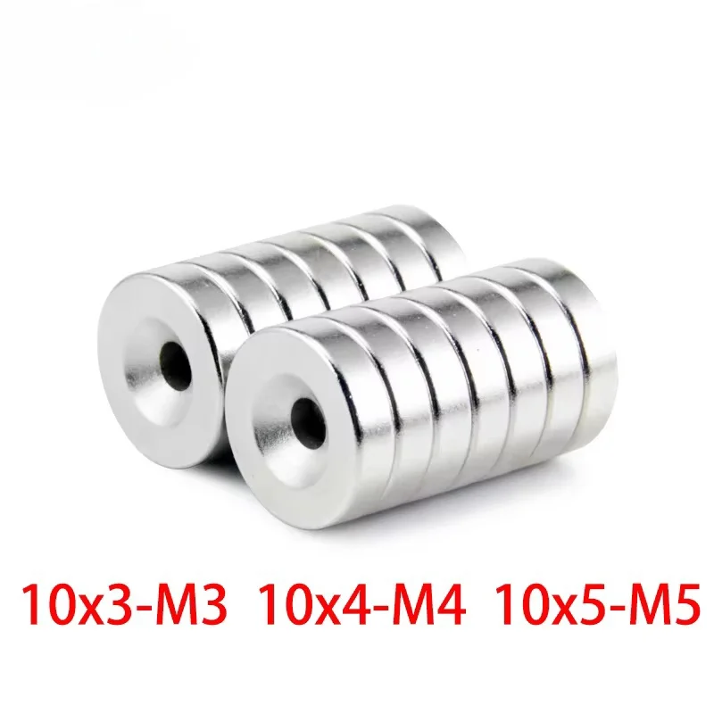 N52 10x3-M3 Výkonný priemer neodymia Magnety 10 mm*3/4/5 mm s M3 m4 m5 pulzný kruhový otvor vzácna zemina Round Magnet Strong