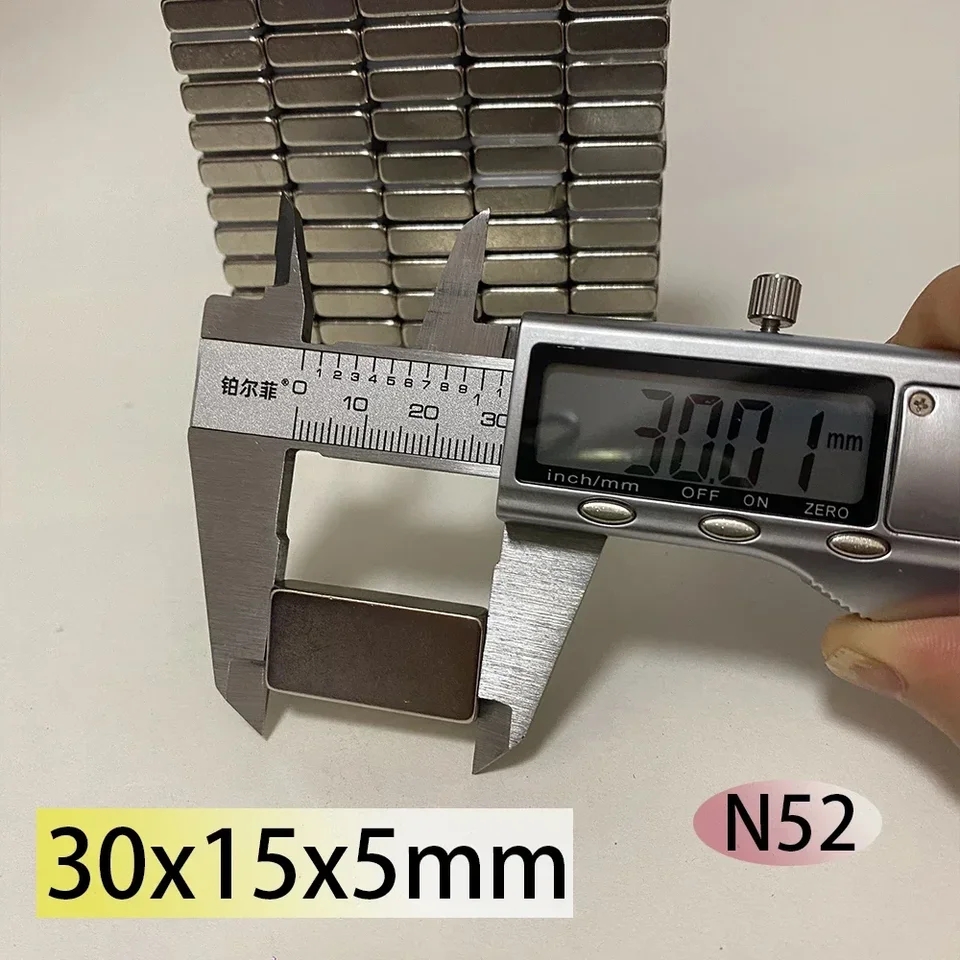 N52 30x15x5 Štandardný obdĺžnik Neodymium Bar 30*15*5 Blok Strong Magnet Originálne vyhľadávanie Rare Earth Search Prispôsobený generácia Motor