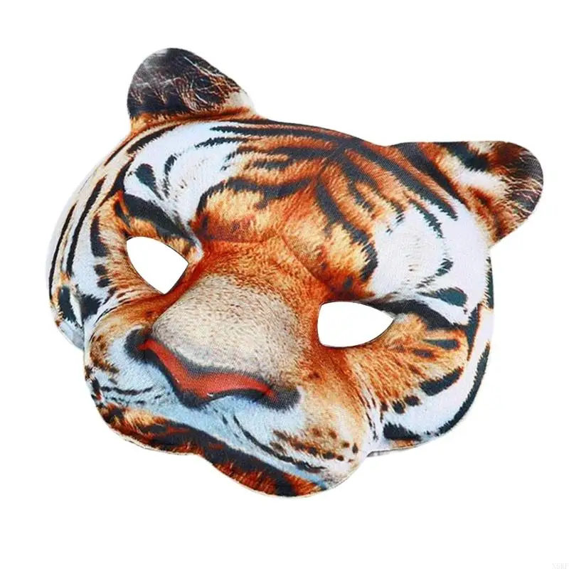 N5KF Animal Half Face Mask Leopard Mask Tigre Mask Halloween Animal Cosplay kostýmy