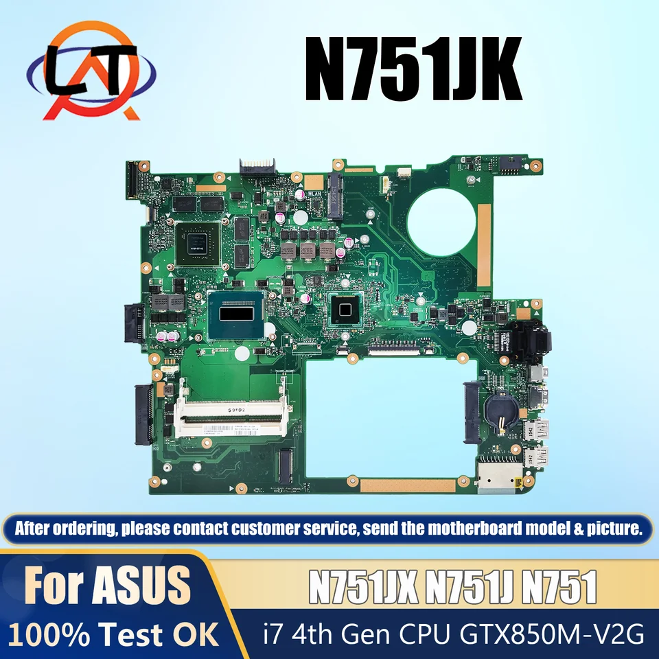 N751JK/ N751JX LAPTOP základná doska pre ASUS N751J N751 notebook Mainboard s i7-4710HQ i7-4720HQ CPU GTX850M Graphics Card
