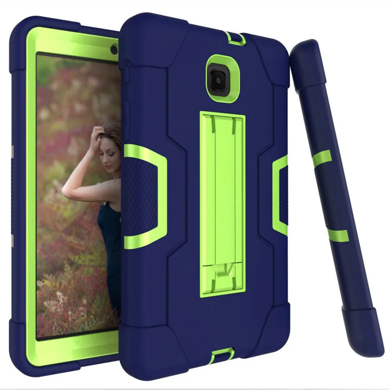 Na kartu Samsung Galaxy A. 8.0 2018 T387 SM-T387W SM-T387V Shock odolné voči kremíku Hybridný stojan Detské bezpečné tablet Cover Cover +Filmpen
