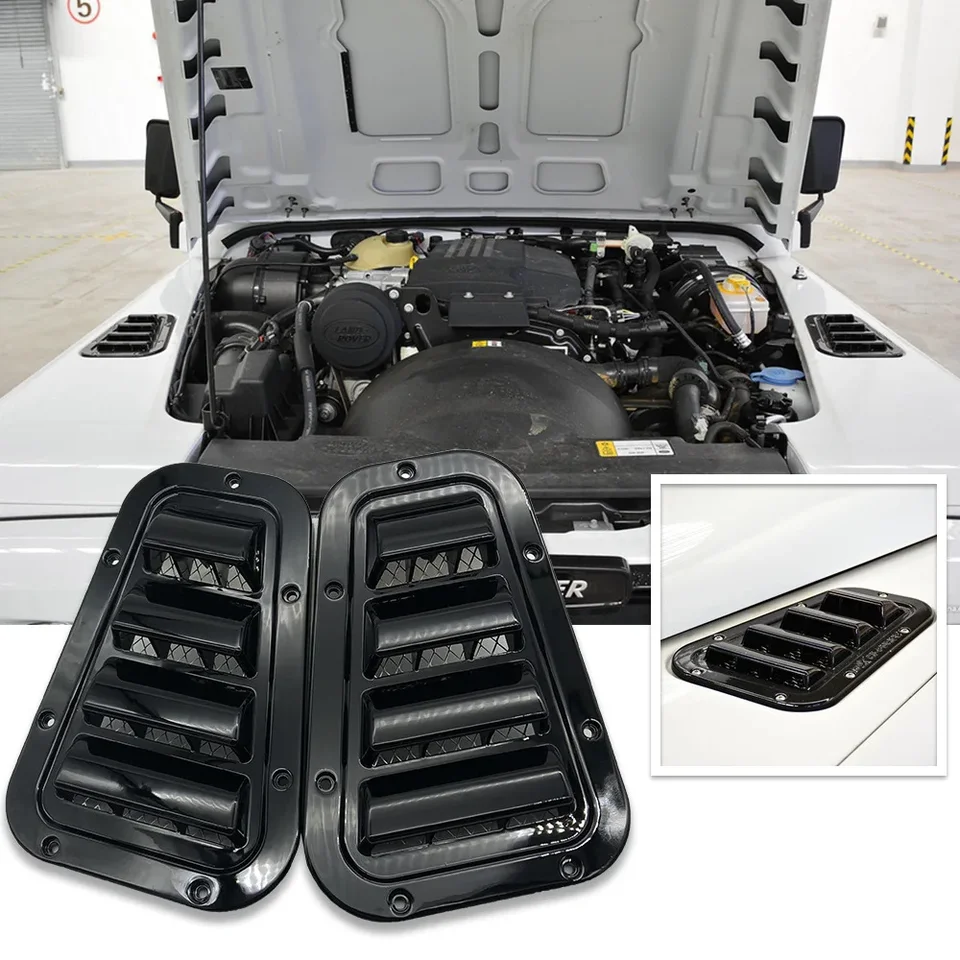 Na roky 2003-2019 Land Rover Defender Decantive Decantive Chawn Citch Bočné čalúnenie kryte oceľový prúdový prúdenie prívodu na kopček Odvzdušňovací pokrývka Snow