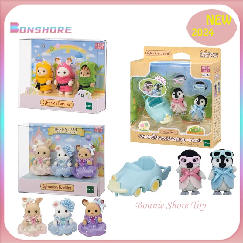 Na sklade 2024 Nové pôvodné sylvaniánske rodiny Penguin Family Ninja Set Action Figure Figure Kawaii Sylvanian Zbierka dekorácie Darček