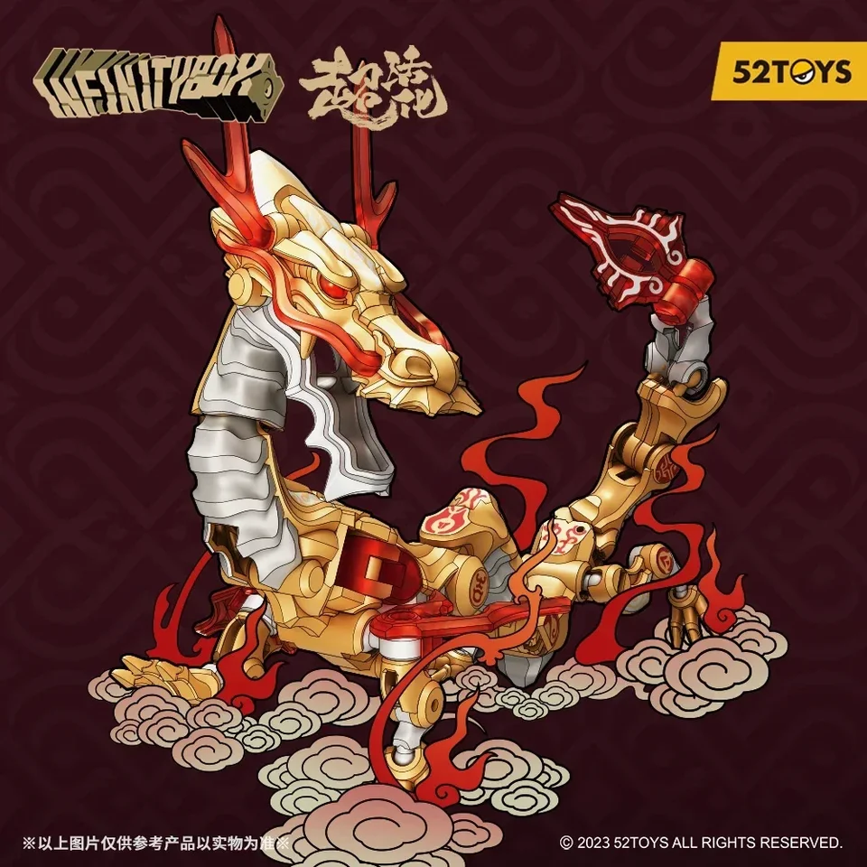 Na sklade 52Toys Infinitybox IB-04 Golden Dragon Deformation Robot, prevod v mechu a kocke, akčná postava, zberateľský darček