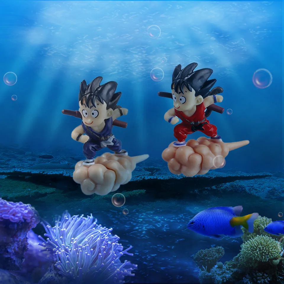 Na sklade Kawaii Dragon Ball Goku Aquarium Decor Doplnky plávajúce pre ryby akvárium Ornament Detské šarmové hračky Darček Hot Hot Hot