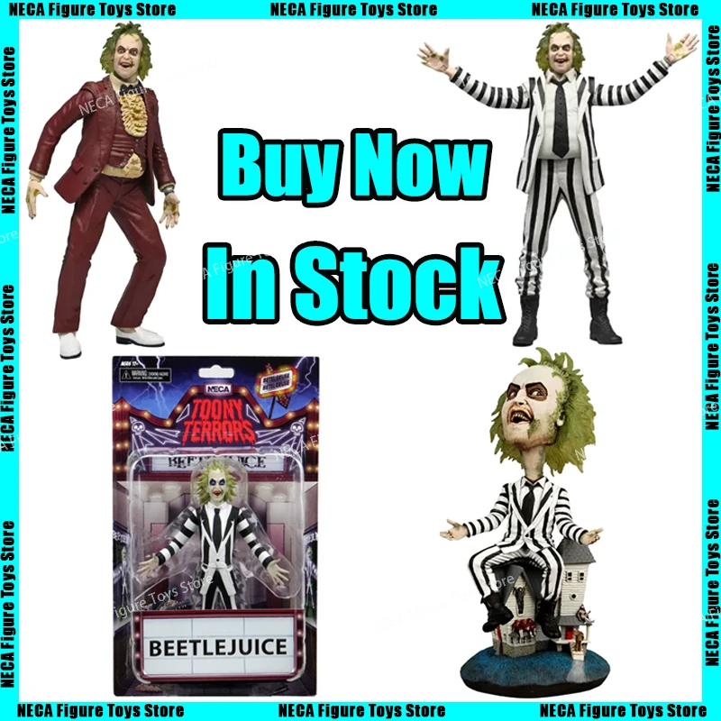 Na sklade neca Beetlejuice pruhovaný oblek červené tuxedo anime akcia figúrka Model Model Zbierka bábiky Zbierka detská hračka Darček