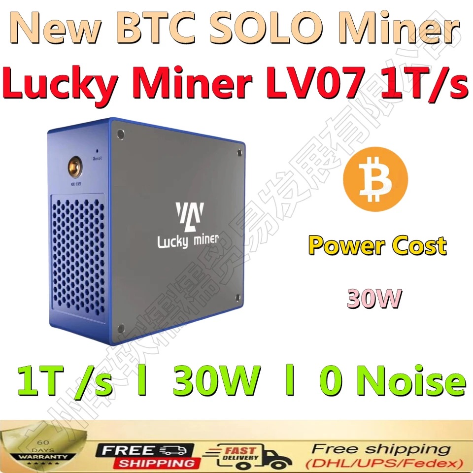 Na sklade nová BTC Solo Lottery Lucky Miner LV07 1T/S 30W 0 Hluk (s PSU) BTC Solo Miner má šancu získať 6,51 BTC