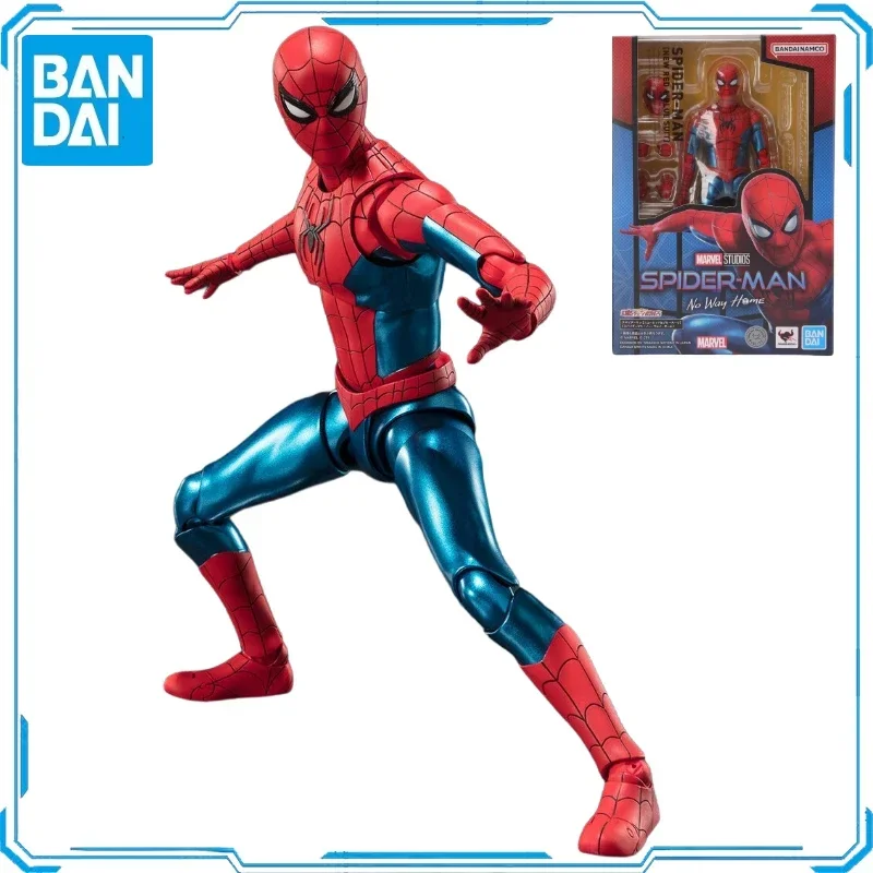 Na sklade Original Bandai SHF Spider-Man New Red Blue Suit No Way Home Action Animation Animation Toy Model Collector Anime Hobby