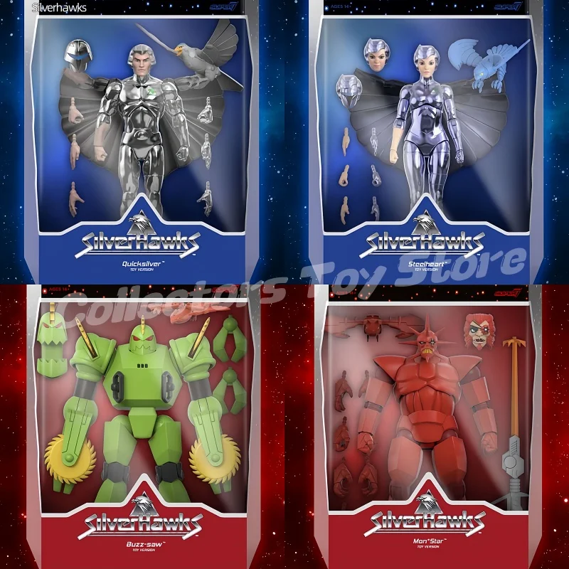 Na sklade Original Super7 Silverhawks 7inch Action figure Wave 1 Quicksilver Steelheart Anime Collection Model Model Model