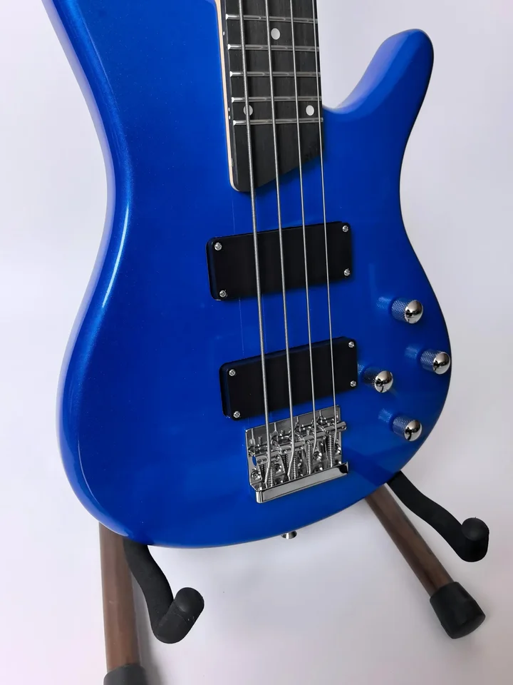 Na sklade, prispôsobiteľné, 24 vzoriek Sycamore Blue Color 4 String Bass, Maple Guitar Head, priamy predaj výrobcom.