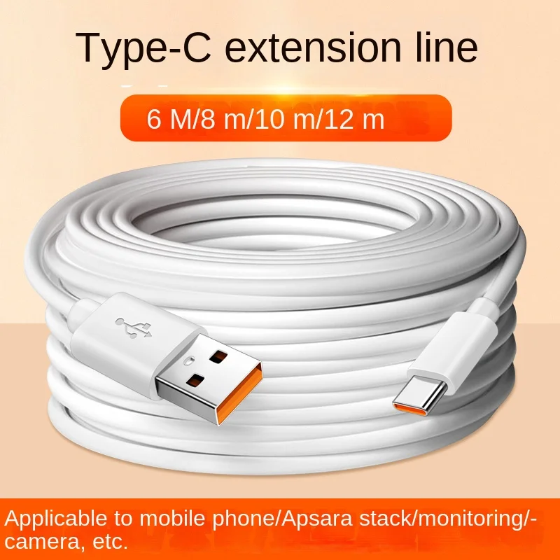 Nabíjací kábel pre Android, 5 metrov a 10 metrov, vhodné pre sledovacie kamery Xiaomi, predĺžená dátový kábel typu C