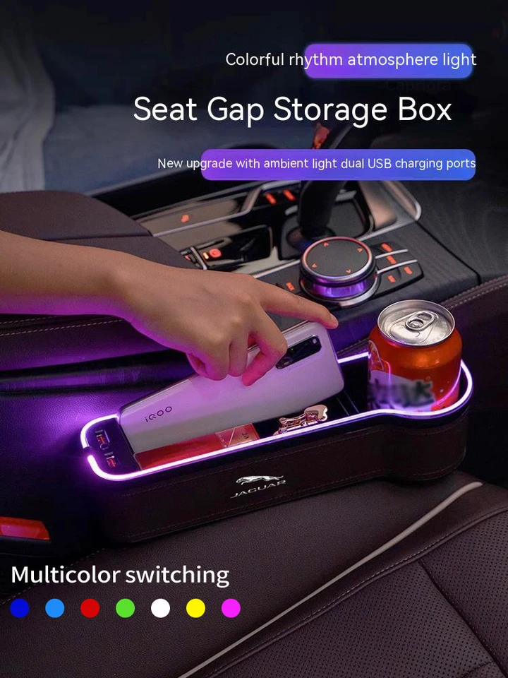 Nabíjanie USB nabíjanie farebné svetlo sedadla Sedadla Gap Gap Box pre Jaguar E-Pace F-PACE F-TYPE I-Pace XE XF XK XJR XJ XEL XFL XKR