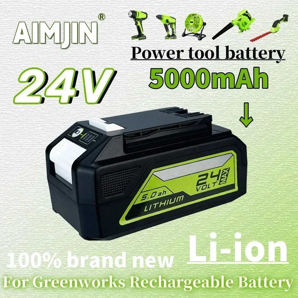 Nabíjateľná batéria lítium iónov pre GreenWorks 24V 5.0AH elektrické náradie 29842 29852 29322 20362 MO24B410 MO48L4211 100% úplne nový nový nový