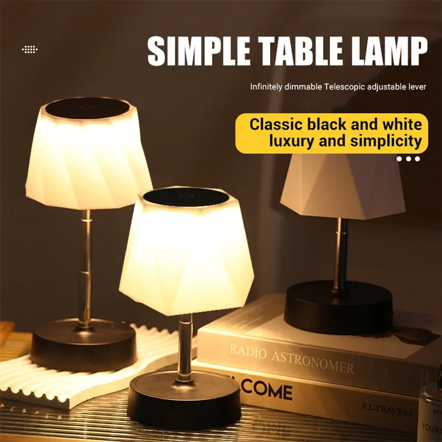Nabíjateľné LED nočné svetlo jednoduché teleskopické stolové lampa bezdrôtového dotykového stolného stolného dekoratívneho svetla LED miestnosť atmosféra svetlo