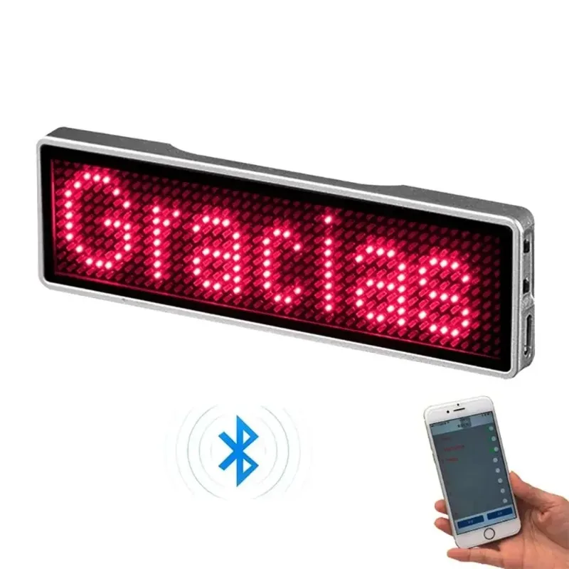 Nabíjateľné odznaky Bluetooth Digital LED insignia DIY Programovateľné posúvacie vedúce dosky