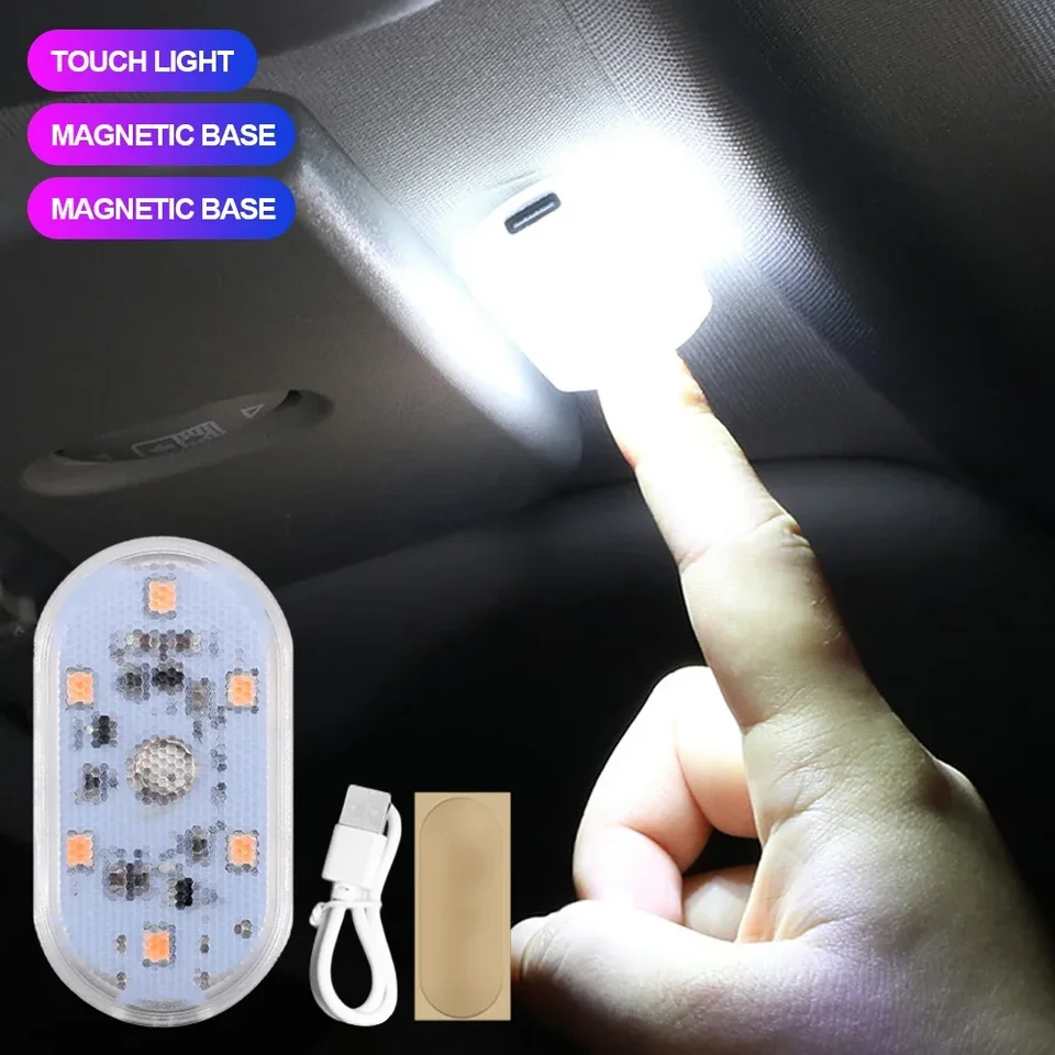 Nabíjateľné svetlá vozidla Vnútorné svetlá Vnútorné stropné lampa Nočné dotyk Light Ruky Čítanie Light auta Strecha Magnetická čítacia lampa