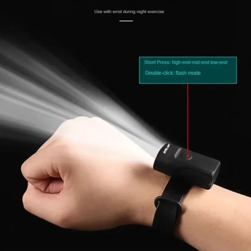 Nabíjateľné zápästie členkového svetla nastaviteľné nepremokavé vodotesné svetlo USB Light Bike Helma Light Torch Prenosné nočné jazdenie
