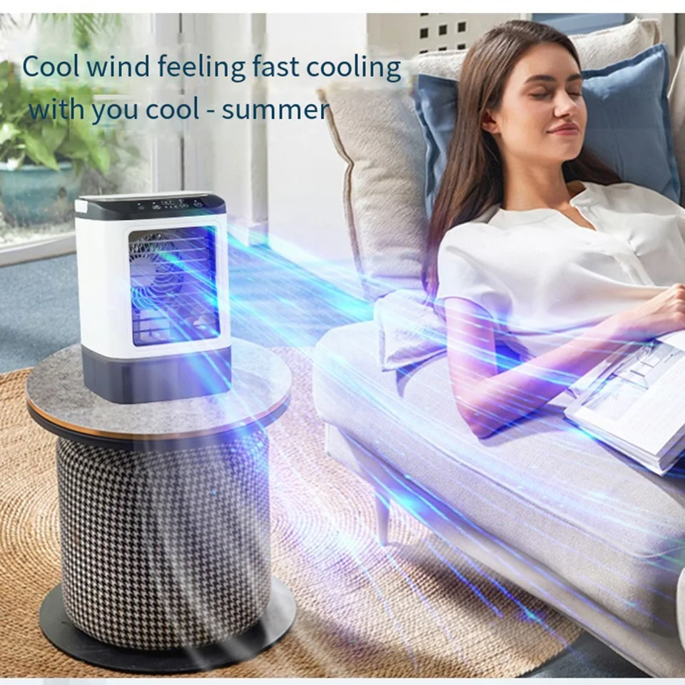 Nabíjateľný ventilátor pre stolné počítače, domáca kancelária malý vzduchový chladič, ventilátor stôl s nádržou na studenú vodu, mini sprejový klimatizačný ventilátor