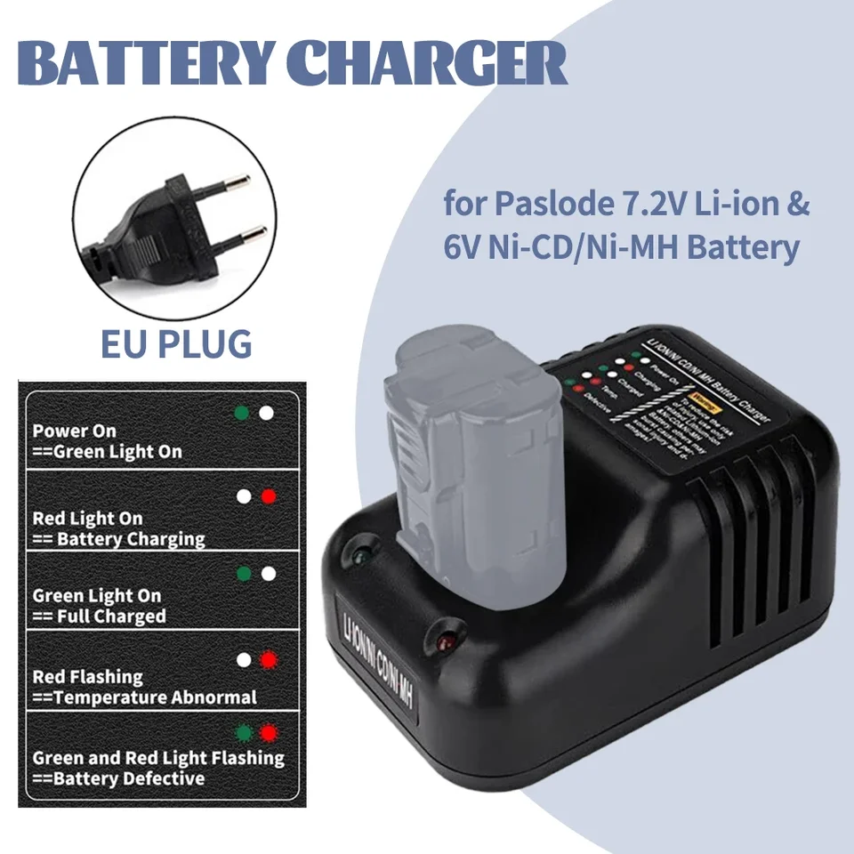 Nabíjačka batérií EÚ pre Paslose 7.2V LI-ION 902600 B20543 6V NI-CD/NI-MH Batéria 404400 900400 900420 900200 900600