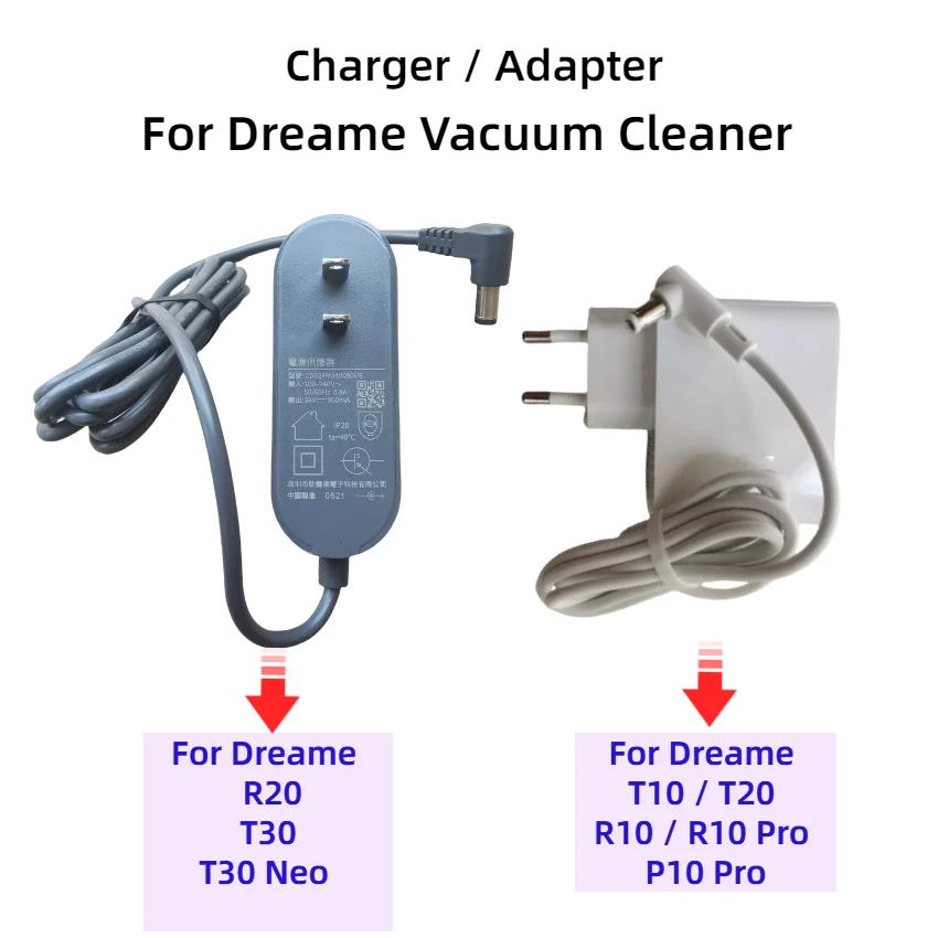 Nabíjačka pre Dreame T10/T20/T30/T30 NEO/R10/R10 PRO/R20/P10 Pro Adaptér bezdrôtového vysávača Adaptér 30V/34V 0,9A
