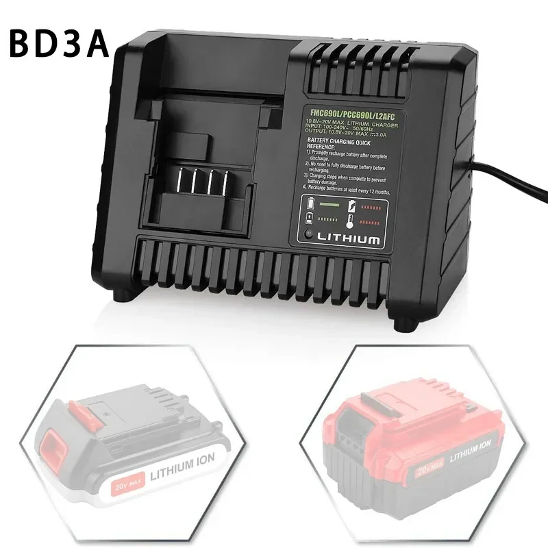 Nabíjačka s lítiovou batériou pre Black Decker pre Porter Cable pre Stanley 10.8v 14.4V 18V PCC690L L2AFC FMC690L Nabíjačka elektrického náradia