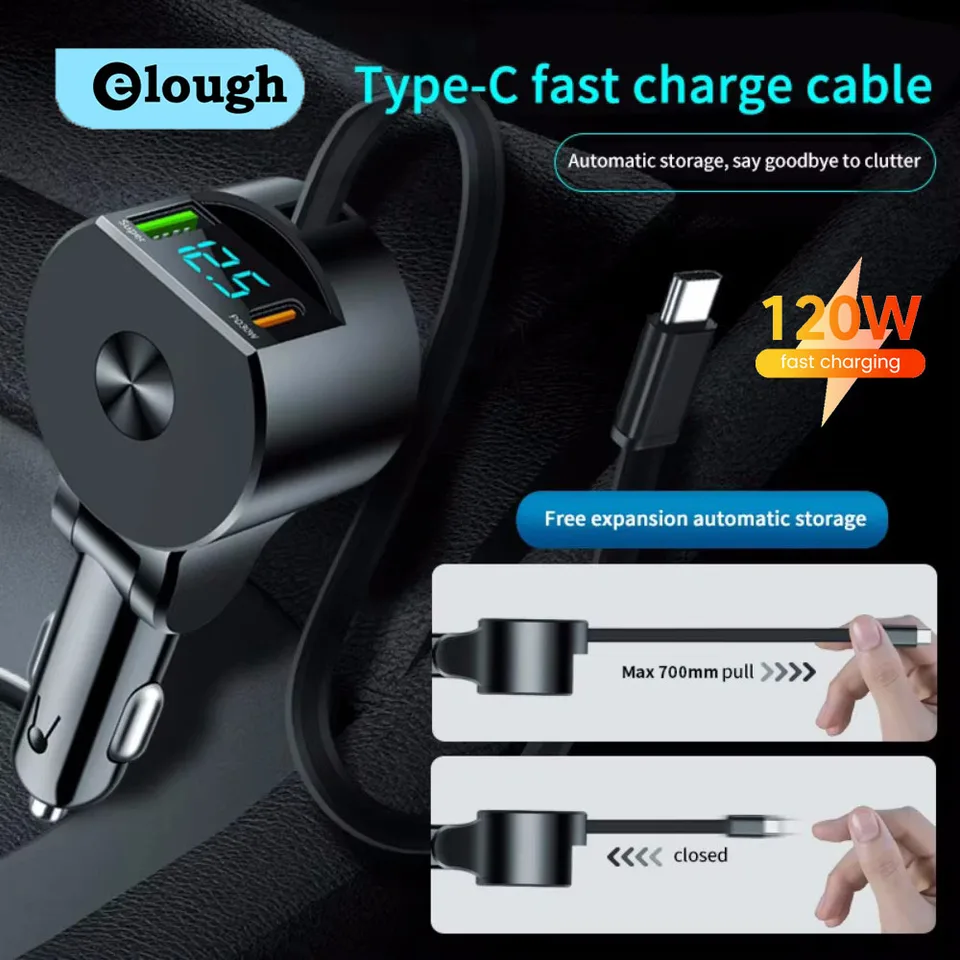 Nabíjačku digitálneho displeja nabíjačka rýchleho nabíjania 3.0 PD30W Rýchle nabíjacie auto nabíjačka pre iPhone Huawei Xiaomi Samsung