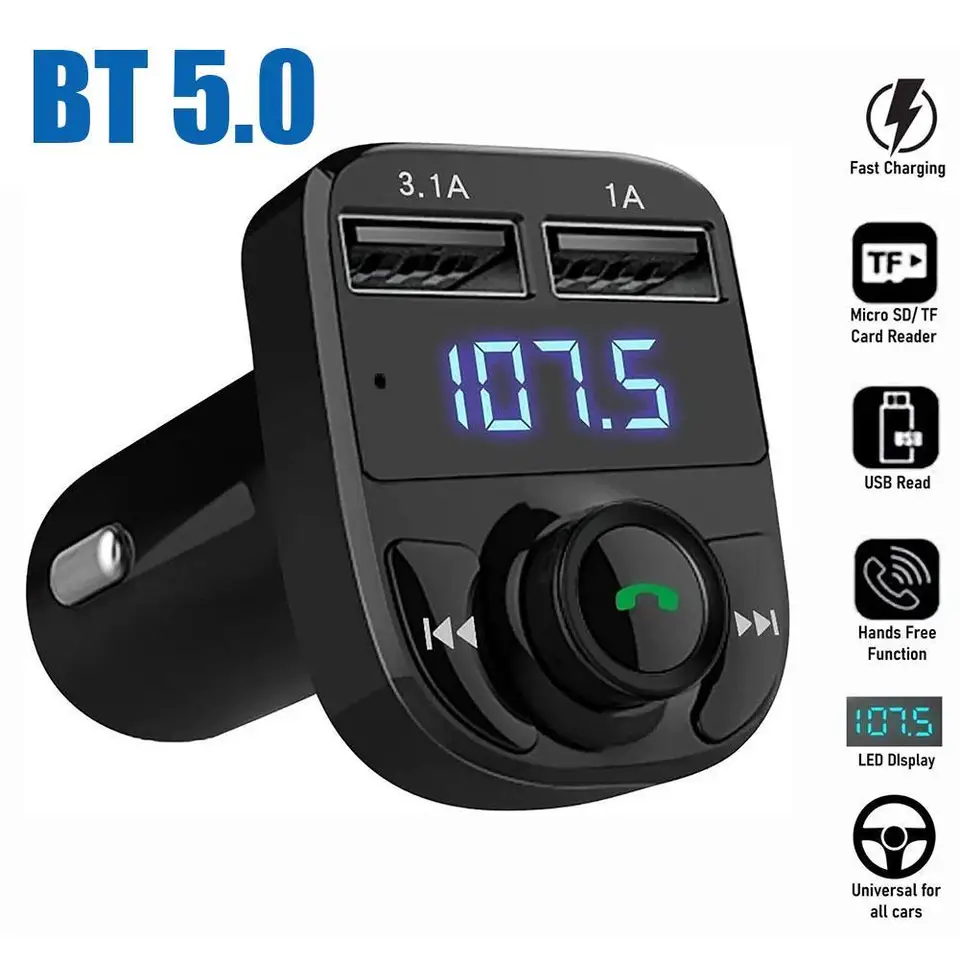 Nabíjačku na nabíjačku bezdrôtového bluetooth FM vysielača Handsfree Calling Radio Radio Prijímač mp3 hudobný stereofónny adaptér Dual USB Port nabíjačka