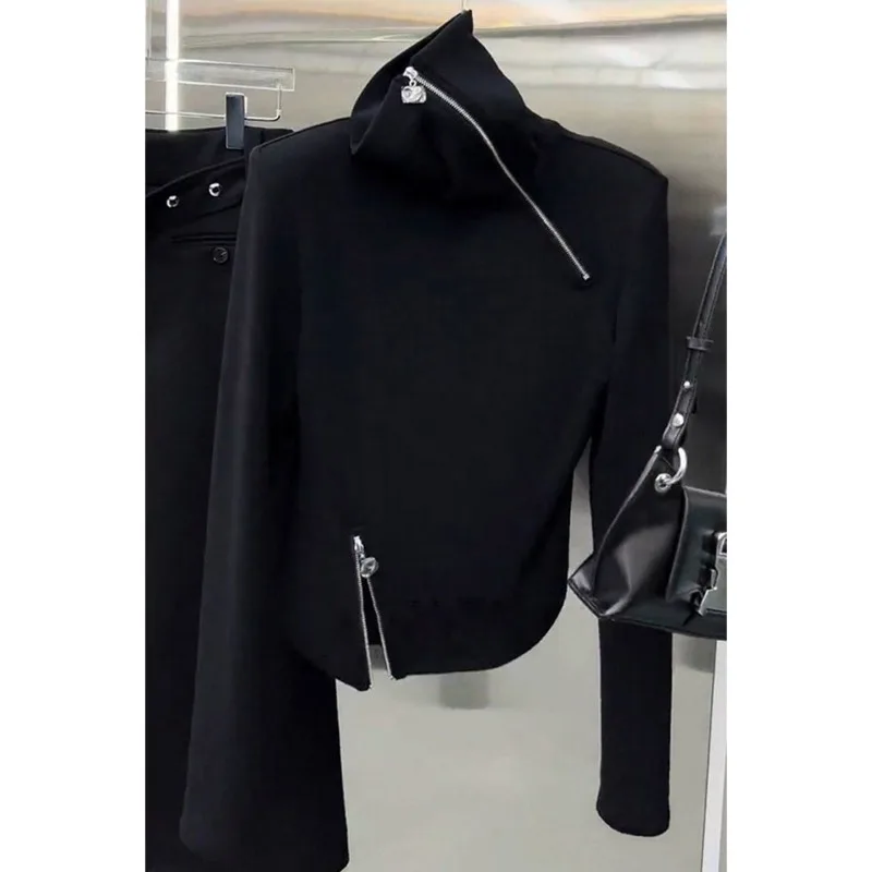 Nadmerná kapucňa sudaderas para mler y2k harajuku vysoký krk na zips makinu grunge oblečenie pre ženy streetwear topy