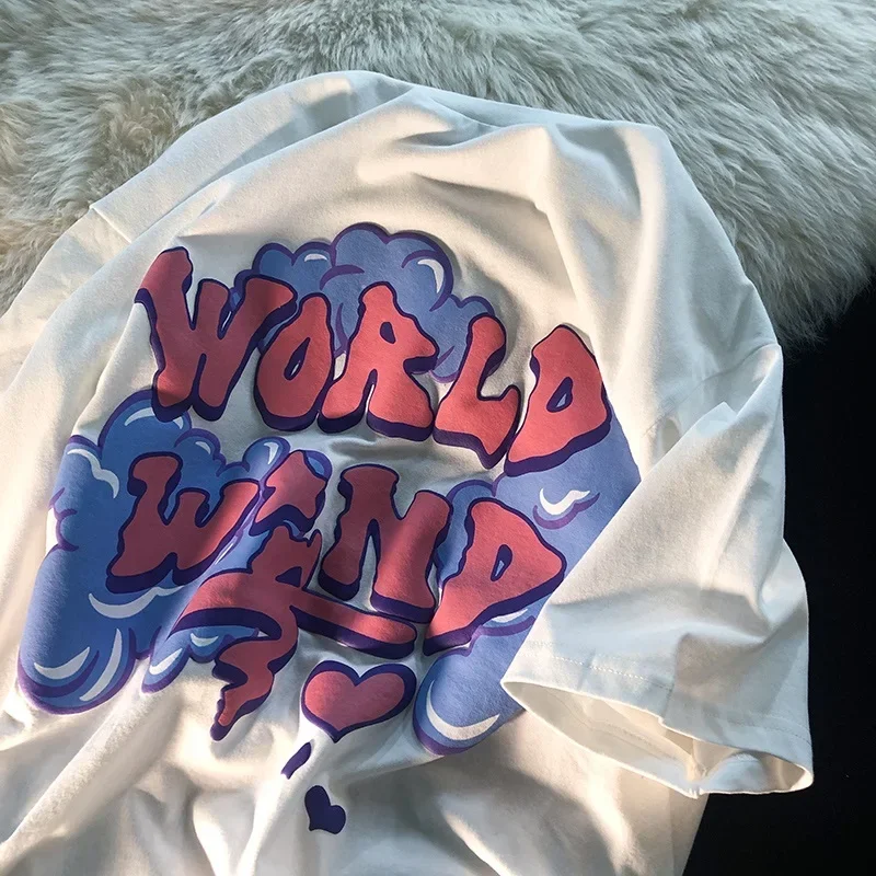 Nadmerná ulica Krátke rukávy Dámske tričko INS INS Trendy Loose Femate Clothing Top Y2K Tričko Harajuku Graphic Streetwear