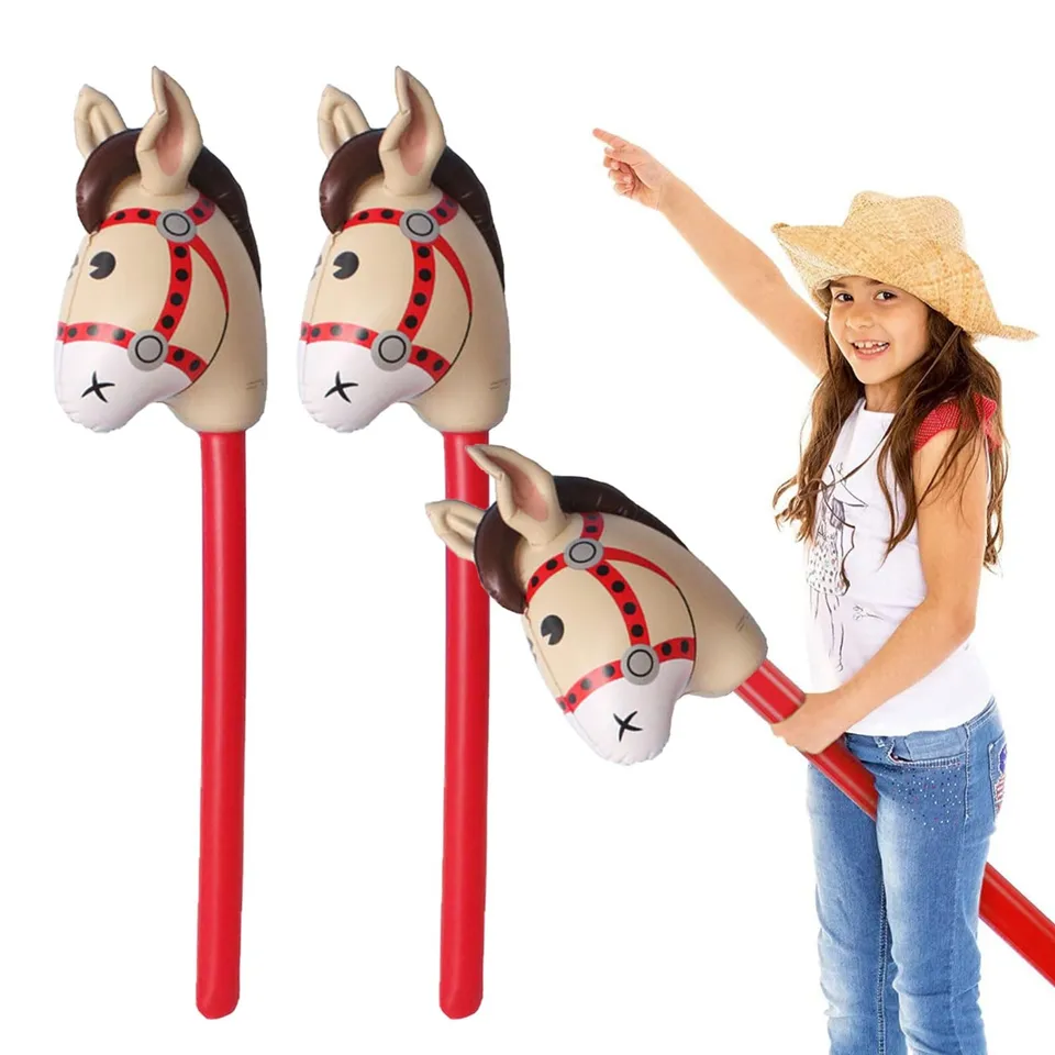 Nafukovacia hlava koní na paličke Kostým Pony Pony/Western Cowboy/Horse Dieťa narodeninové oslavy dekorácie Dodávky 37 palcov