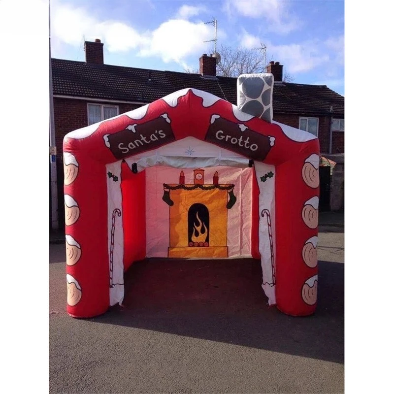 Nafukovacie Santa Claus Cabin Cabin Hot Sale Téma DECORÁCIA DECORÁCIA VELCOVÉ VICOLNÉ DUDGET CUBE