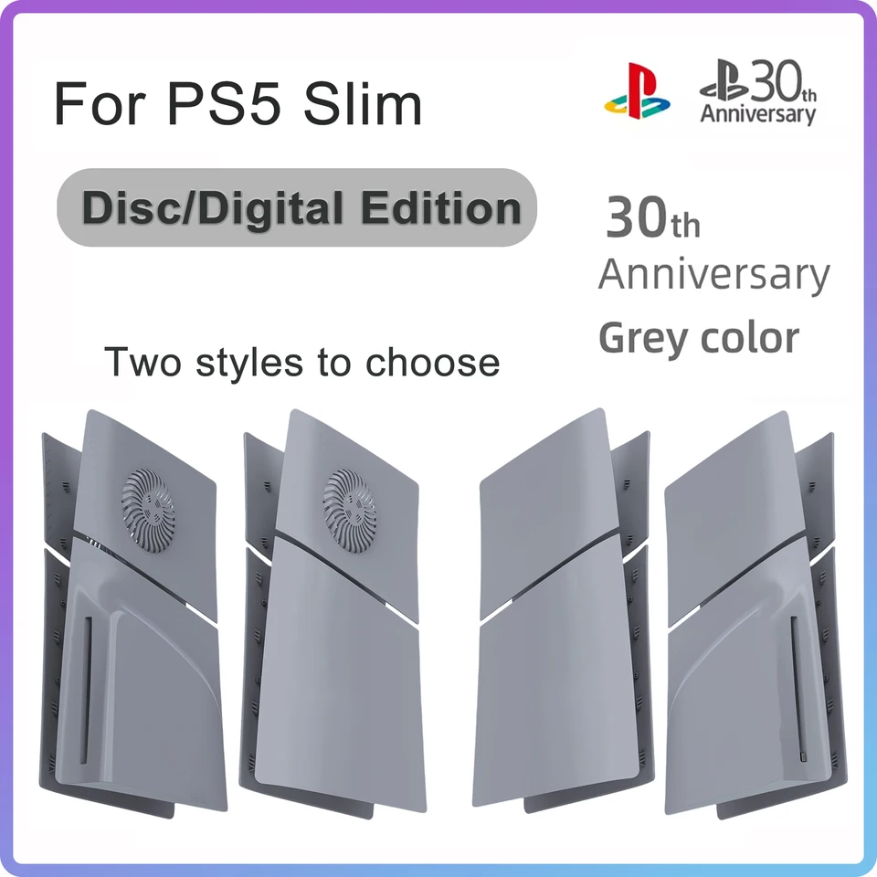 Nahraďte čelné dosky pre PS5 Slim Disc/Digital Edition Console Gray Custom Ochranné puzdro Limited Edition 30. výročie