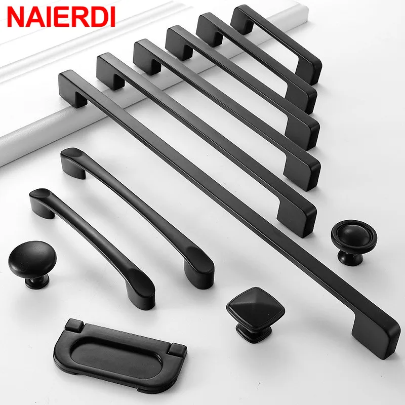 Naierdi čierne skrinky rukoväte s dlhým nábytkom rukoväť amerického štýlu kuchynská skriňa ťahy zásuvky gombíky Hardware