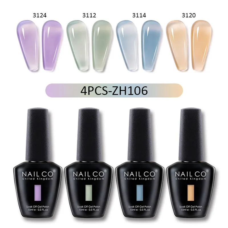 Nailco 15 ml gélové lak na nechty 4ks/set priesvitné farby UV gél nechty na nechty na nechty lakiery esmalte lak na lak na nechty Art Design