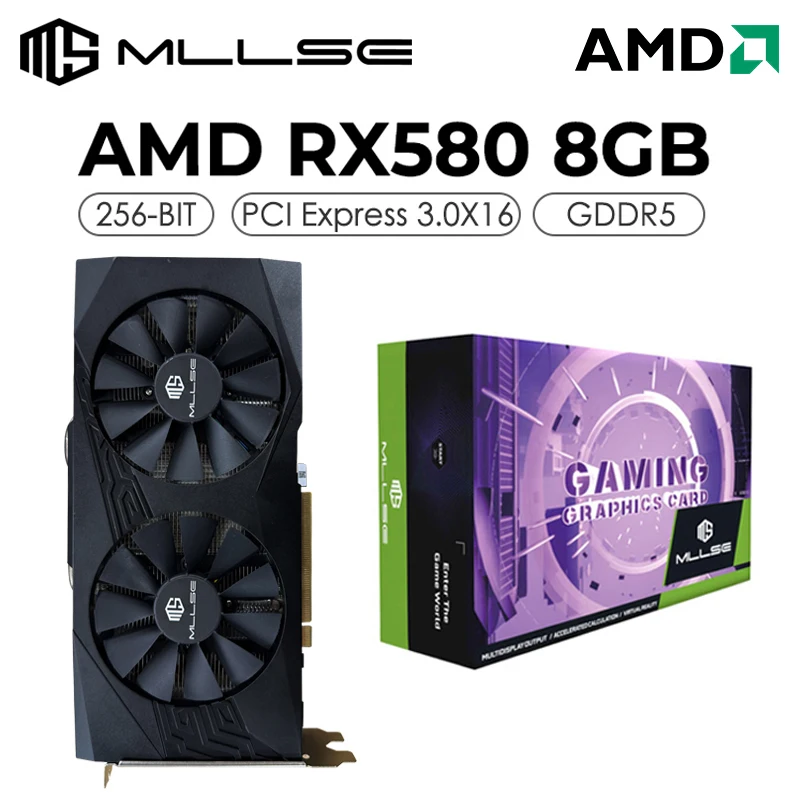 Najlacnejšia grafická karta Mllse AMD Radeon RX 580 8 GB 2048SP Placa de Video GDDR5 256-BIT PCI Express 3,0 × 16 Desktops GPU GPU