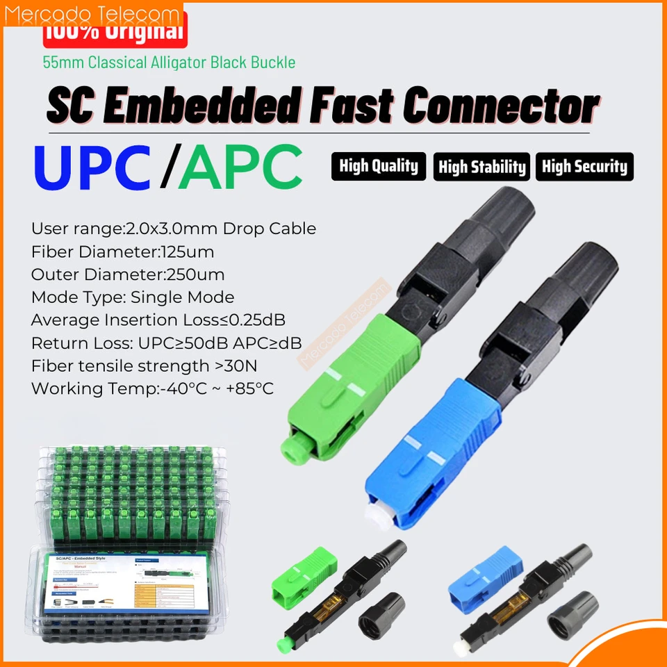 Najlepšia cena SC APC/UPC s jedným režimom Fiber OPTIC Rýchly konektor SC SC Rýchle konektor FTTH TOOL Cold Connection Optický adaptér