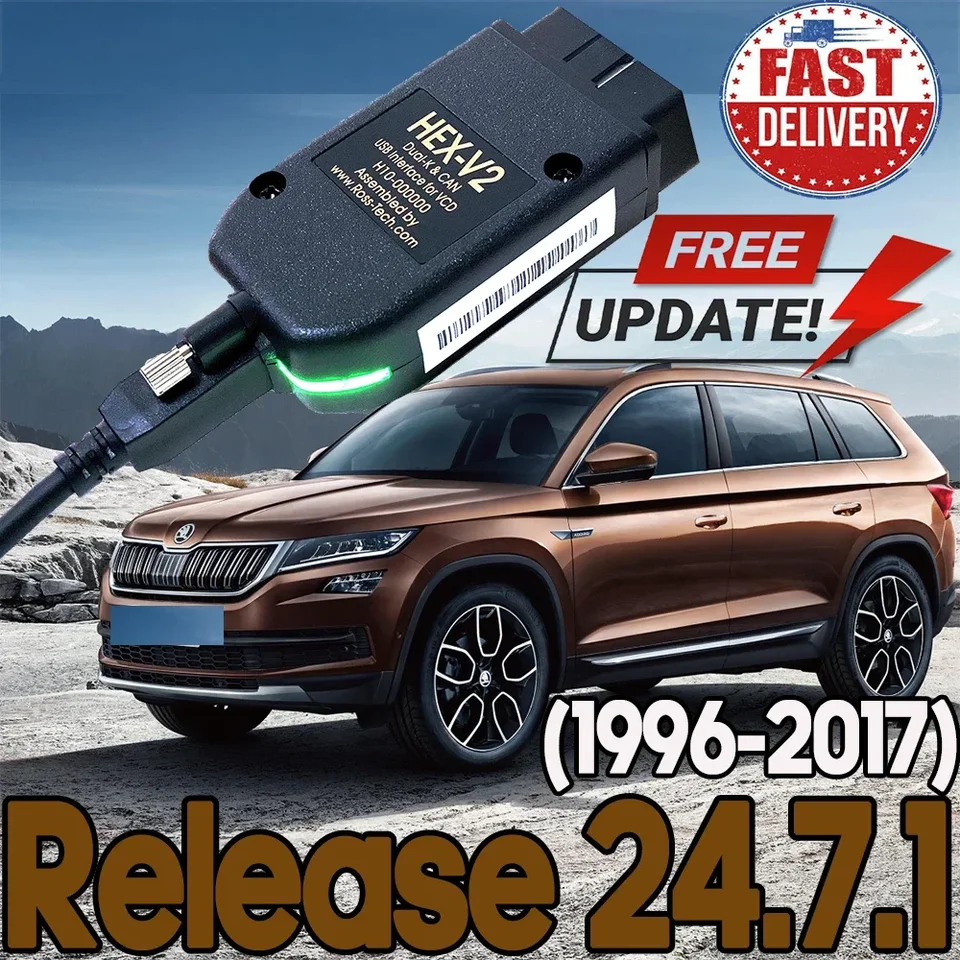 Najlepšia kvalita V24.7.1 Wesheu VCDS V2 VAG KKL VAG COM COM COM OBD2 Diagnostický kábel viacjazyk OBD2 skener HEX V2 VAGCOM